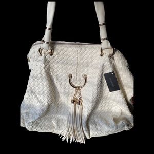 NWT Large white bebe Vegan Leather tote